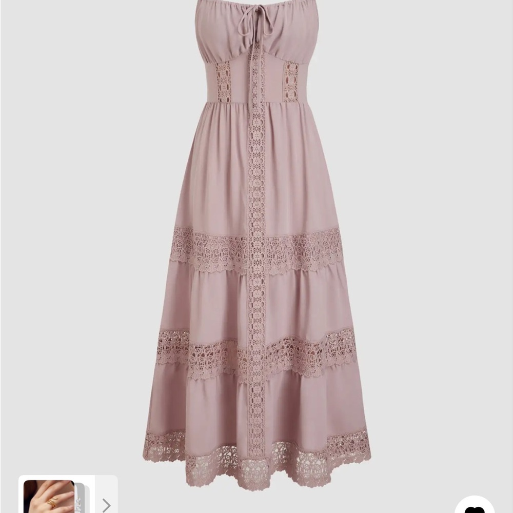 Elegant Lace Trim Maxi Dress